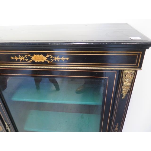 76 - A Victorian ebonised pier cabinet with  ormulu mounts, 108cm tall x 76cm x 32cm