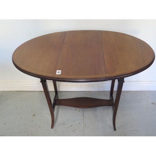 85 - An Edwardian inlaid Pembroke table, 69cm tall x 55cm x 85cm