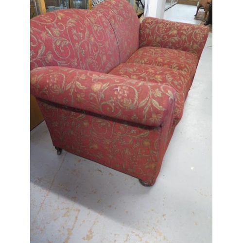 94 - A reupholstered early 1900s drop end two seater sofa, 84cm tall x 163cm x 82cm