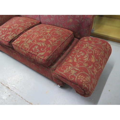 94 - A reupholstered early 1900s drop end two seater sofa, 84cm tall x 163cm x 82cm