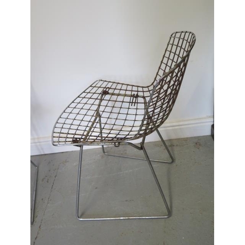 11 - Two Knoll Bertoria metal side chairs, 75cm tall, some rusting but sound condition