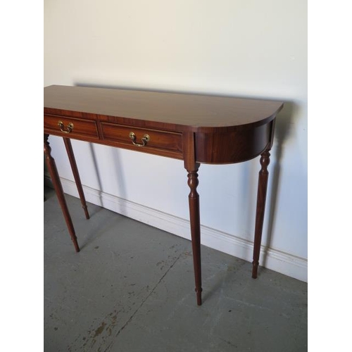 37 - A new D shaped two drawer side / serving table on turned legs, made by a local craftsman to a high s... 