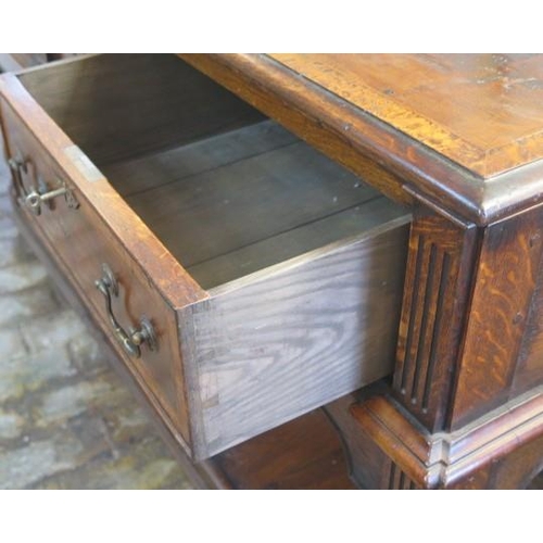 68 - An 18th century style oak 3 drawer dresser with potboard base, 84cm tall x 151cm x 49cm