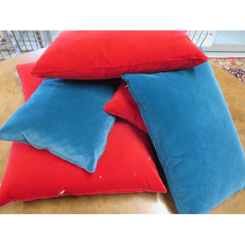 7 - 6 x velvet Heals cushions, 5cm x 53cmx 31cm, 1 x cushion 40cm x 40cm