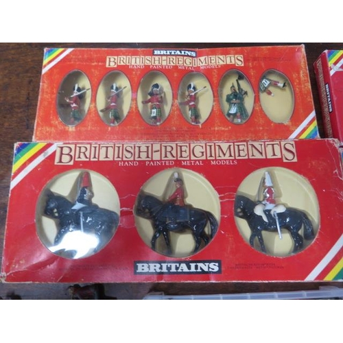 803 - Britains British Regiments five boxed sets of metal figures and assorted lead figures, including a b... 