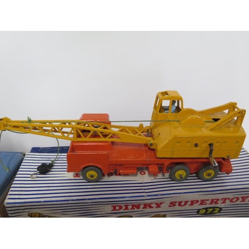 805 - Three boxed Dinky Toys cranes, 20 ton Coles, Goods Yard, Coles Mobile and a boxed Dumper truck 562, ... 