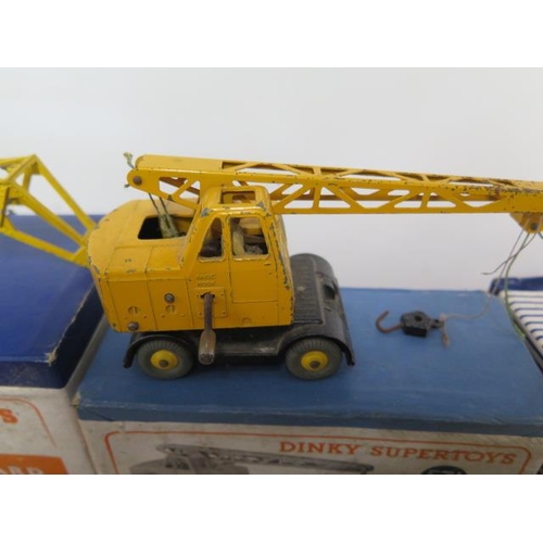 805 - Three boxed Dinky Toys cranes, 20 ton Coles, Goods Yard, Coles Mobile and a boxed Dumper truck 562, ... 