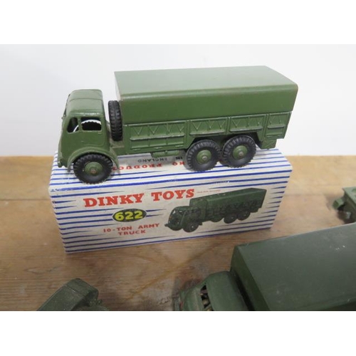 808 - Dinky Toys; a boxed 10 ton Army truck 622 and 13 other military vehicles / guns