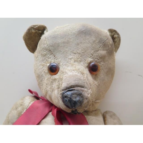 811 - Two vintage teddy bears, tallest 50cm, both with wear and some repairs (much loved)