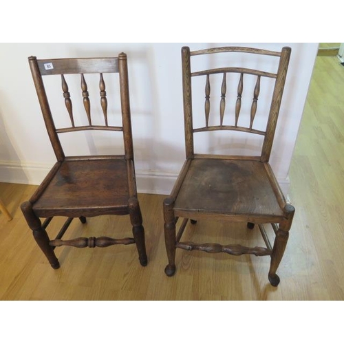 83 - Two 19th century ash and elm Worcestershire Shropshire county chairs, 88cm tall