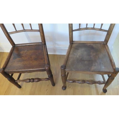 83 - Two 19th century ash and elm Worcestershire Shropshire county chairs, 88cm tall