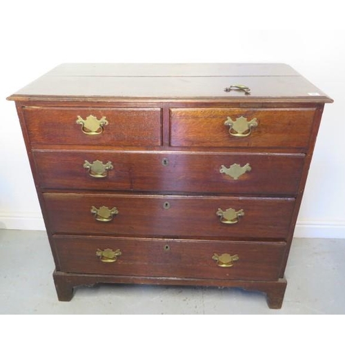 91 - A 19th century oak five drawer chest on bracket feet, 99cm tall x 103cm x 49cm