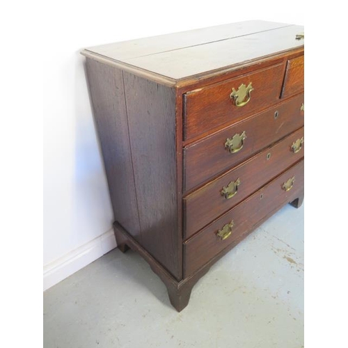 91 - A 19th century oak five drawer chest on bracket feet, 99cm tall x 103cm x 49cm