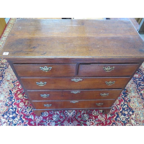 92 - A 19th century and later oak five drawer chest on bracket feet, 108cm tall x 101cm x 48cm