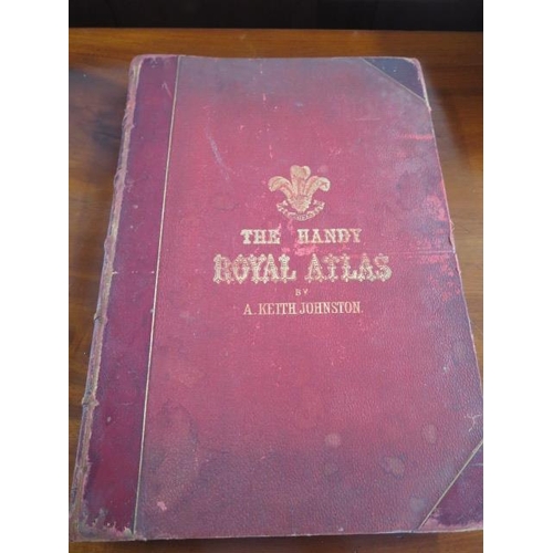 961 - The Handy Royal Atlas by A Keith Johnson, sadly missing half of World map, otherwise reasonably good