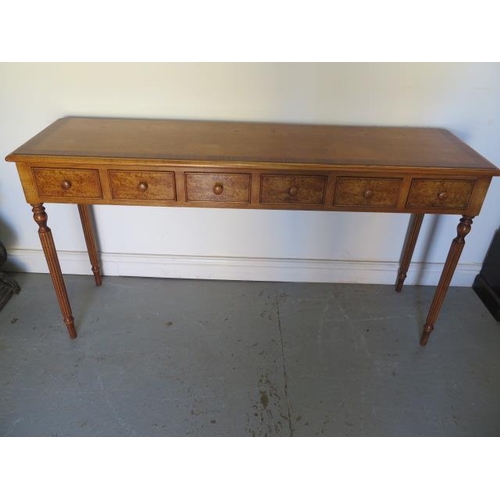 11 - A new birch 5 drawer hall / side table on turned reeded legs, made by a local craftsman to a high st... 