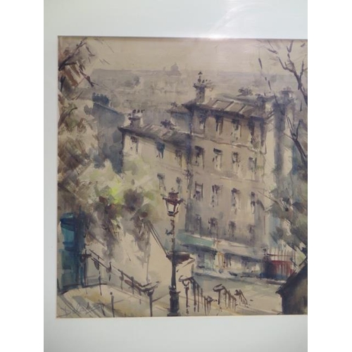 224 - A watercolour Parisian Street scene signed, in a gilt frame, frame size 46cm x 42cm, in good conditi... 