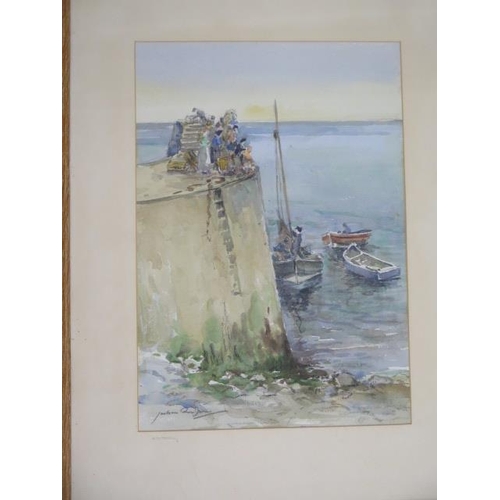 230 - Jackson Simpson, Scottish 1893-1963, five coastal watercolours, largest frame size 40cm x 49cm, all ... 