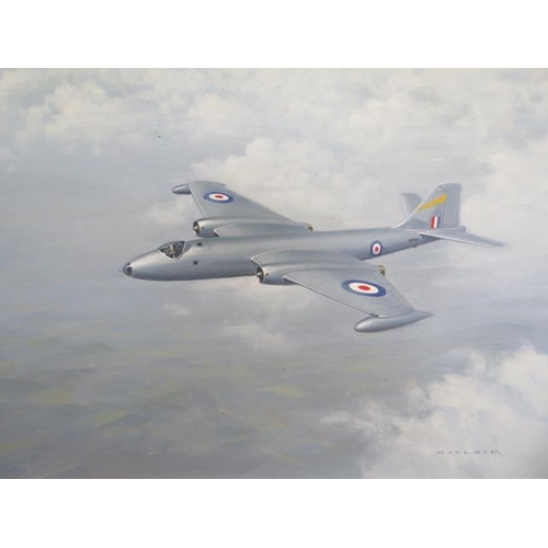 242 - Gerald Coulson, British b.1926-, oil on canvas Canberra in flight, enscribed verso Can B2 109 Sqdn, ... 