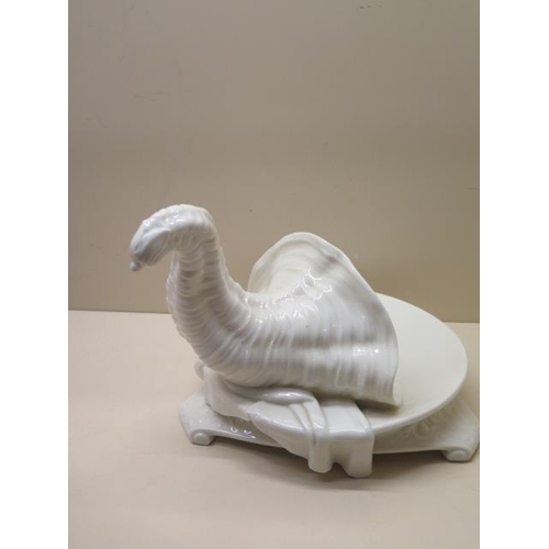 309 - A cream glaze cornucopia serving dish, 20cm tall x 23cm diameter, generally good