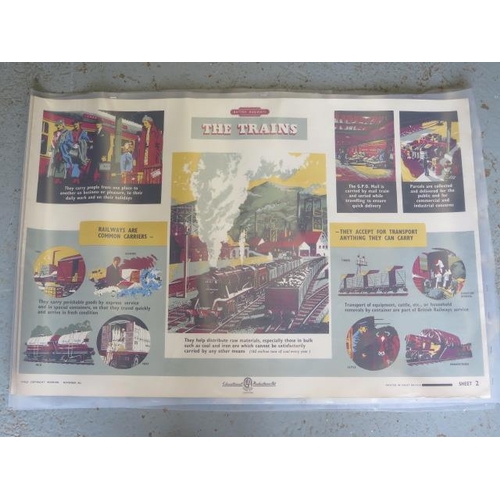 335 - A set of 3 1952 British Railways posters for British Schools 2,3,4 by Educational Productions Ltd, 5... 