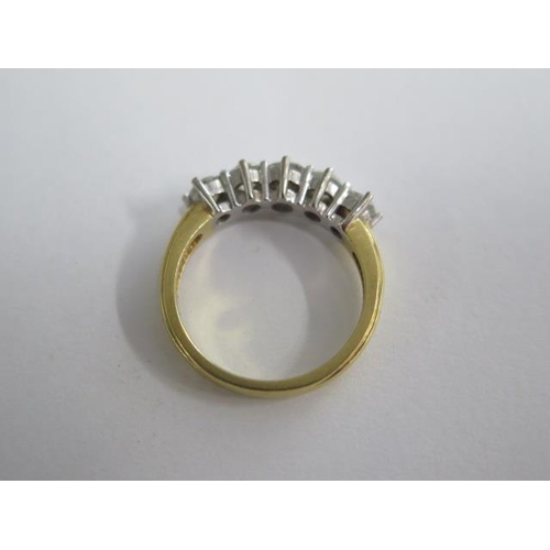 461 - An 18ct yellow gold hallmarked 5 stone diamond ring, centre stone approx 0.30ct, size Q/R, diamonds ... 