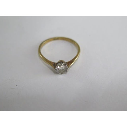 462 - An 18ct yellow gold diamond solitaire ring, approx 0.40ct, size M/N, approx 1.9 grams, diamond brigh... 