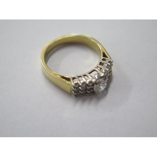 476 - A 750 18ct hollow gold diamond ring, the centre stone approx 0.40ct, size L, approx 5.4 grams, diamo... 