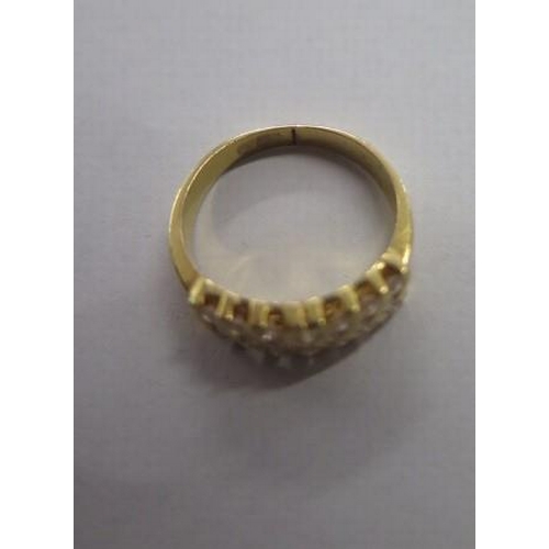 480 - An 850 yellow gold diamond ring, size K, approx 5 grams, signs of re-sizing but diamonds bright and ... 