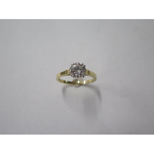 482 - A hallmarked 18ct solitaire diamond ring, approx 0.95ct, size M, approx 2.7 grams, diamond bright an... 