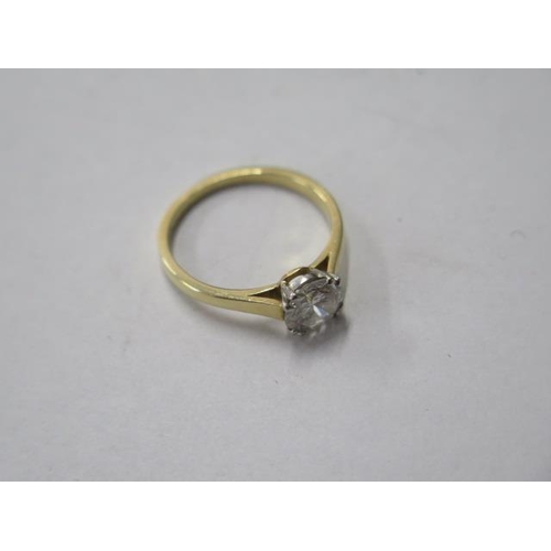 482 - A hallmarked 18ct solitaire diamond ring, approx 0.95ct, size M, approx 2.7 grams, diamond bright an... 