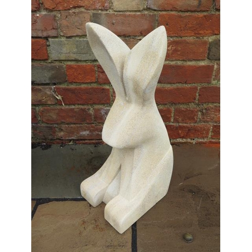 5 - A hand carved stylised rabbit sculpture made from Clipsham limestone by a Cambridgeshire based stone... 