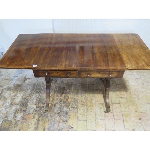 62 - A 19th century rosewood dropleaf sofa table with 2 active and 2 dummy drawers, 75cm tall x 139cm x 6... 