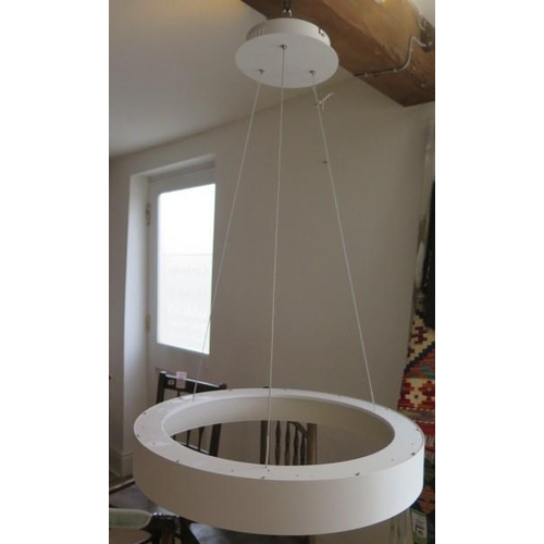 8 - A John Lewis leif LED ribbed hoop white ceiling light, 8cm x 60cm diameter, retail price £350