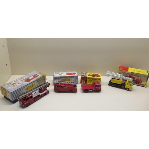 863 - Dinky Toys 4 boxed vehicles;Turntable Fire escape 955, Fire engine 955, Bedford TK coal lorry 425, a... 