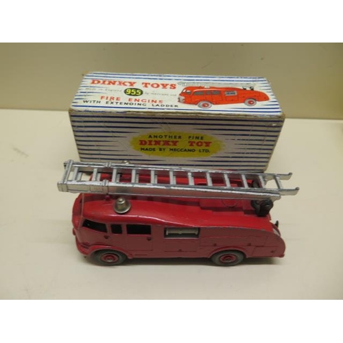 863 - Dinky Toys 4 boxed vehicles;Turntable Fire escape 955, Fire engine 955, Bedford TK coal lorry 425, a... 