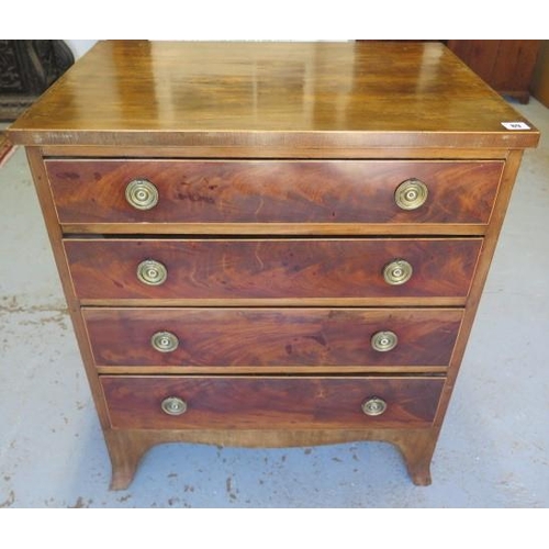 89 - A mahogany 4 drawer chest on splayed bracket feet, 78cm tall x 68cm x 46cm