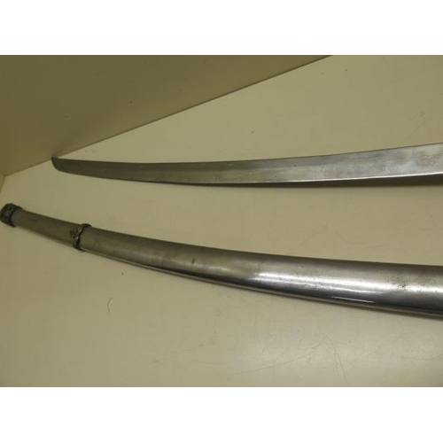 901 - A  Japanese  sword, 27 inch single edge blade with polished scabbard, grip seized