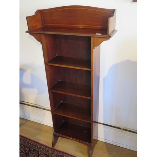 91 - An Edwardian mahogany bookcase with over hanging gallery top, 122cm tall x 61cm x 19cm