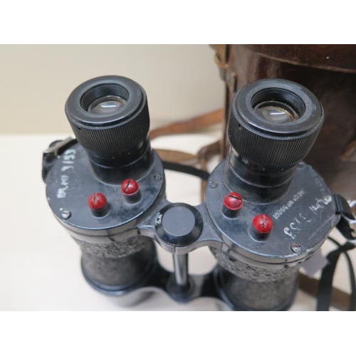 912 - A pair of Ross Mk IV WWII binoculars with a MK1 leather case