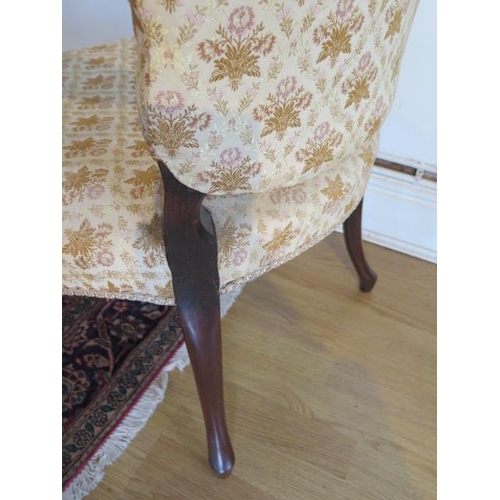 93 - An 18th century and later mahogany upholstered elbow chair with horse hair filling, some old repairs... 