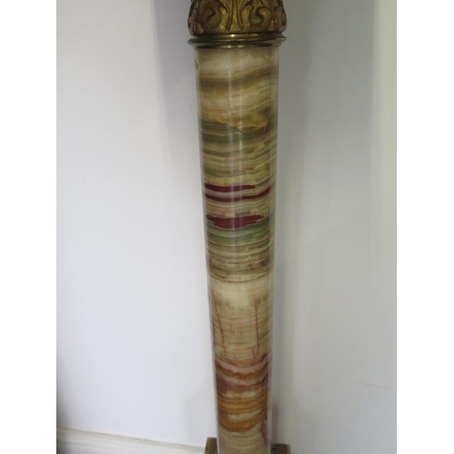 97 - A good coloured marble statue / jardiniere column with ormulu mounts and revolving top, 105cm tall x... 