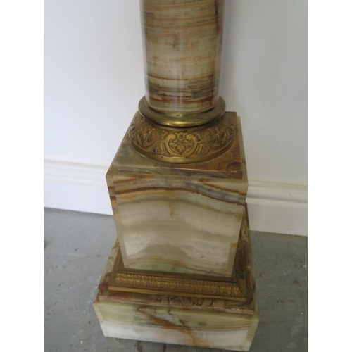 97 - A good coloured marble statue / jardiniere column with ormulu mounts and revolving top, 105cm tall x... 