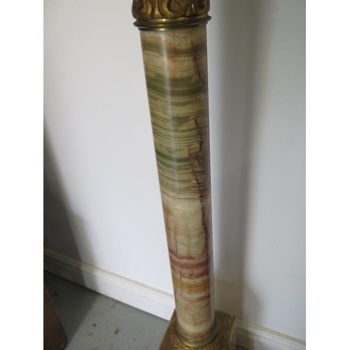 97 - A good coloured marble statue / jardiniere column with ormulu mounts and revolving top, 105cm tall x... 