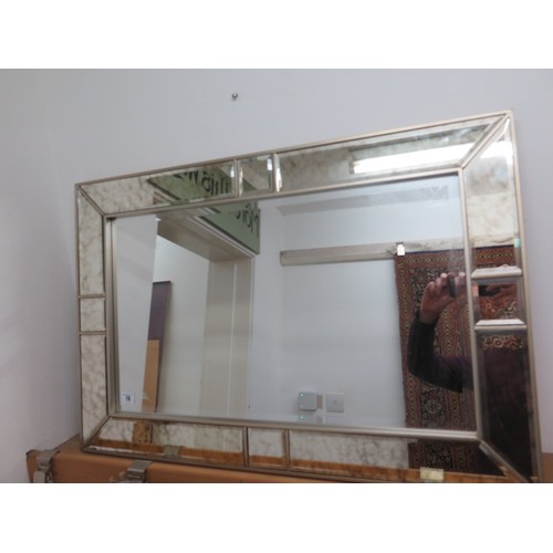 16 - A modern silvered cushion mirror, 60cm x 90cm