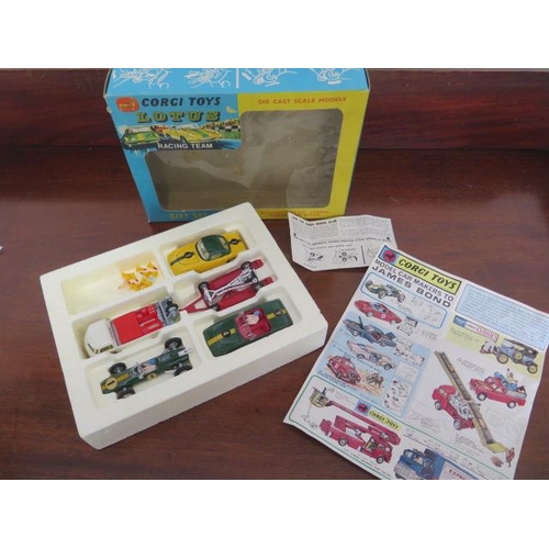Corgi Toys, a boxed Lotus racing team gift set no 37, in generally good condition, some wear to box