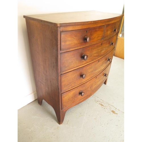 103 - A 19th century bowfronted mahogany five drawer chest, 103cm tall x 102cm x 51cm