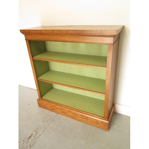 104 - A new burr oak bookcase with two adjustable shelves and painted interior, made by a local craftsman ... 