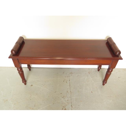 23 - A new Victorian style mahogany window / duet seat on turned legs, made by a local craftsman to a hig... 