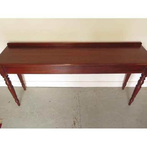 25 - A new Victorian style mahogany serving / hall table on turned legs, made by a local craftsman to a h... 